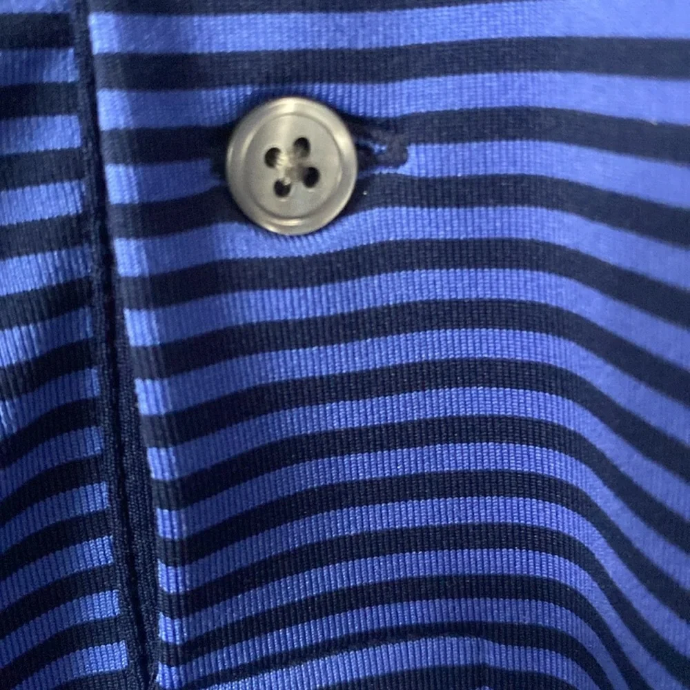 ⛳️ Greyson Men’s Navy Blue Stripped Golf Polo - L 🏌️♂️ - Picture 3 of 10